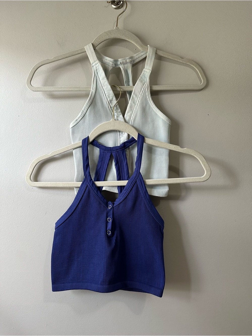 Free People Movement Snap Henley Ribbed Cropped Tank Bundle Size XS Blue Active